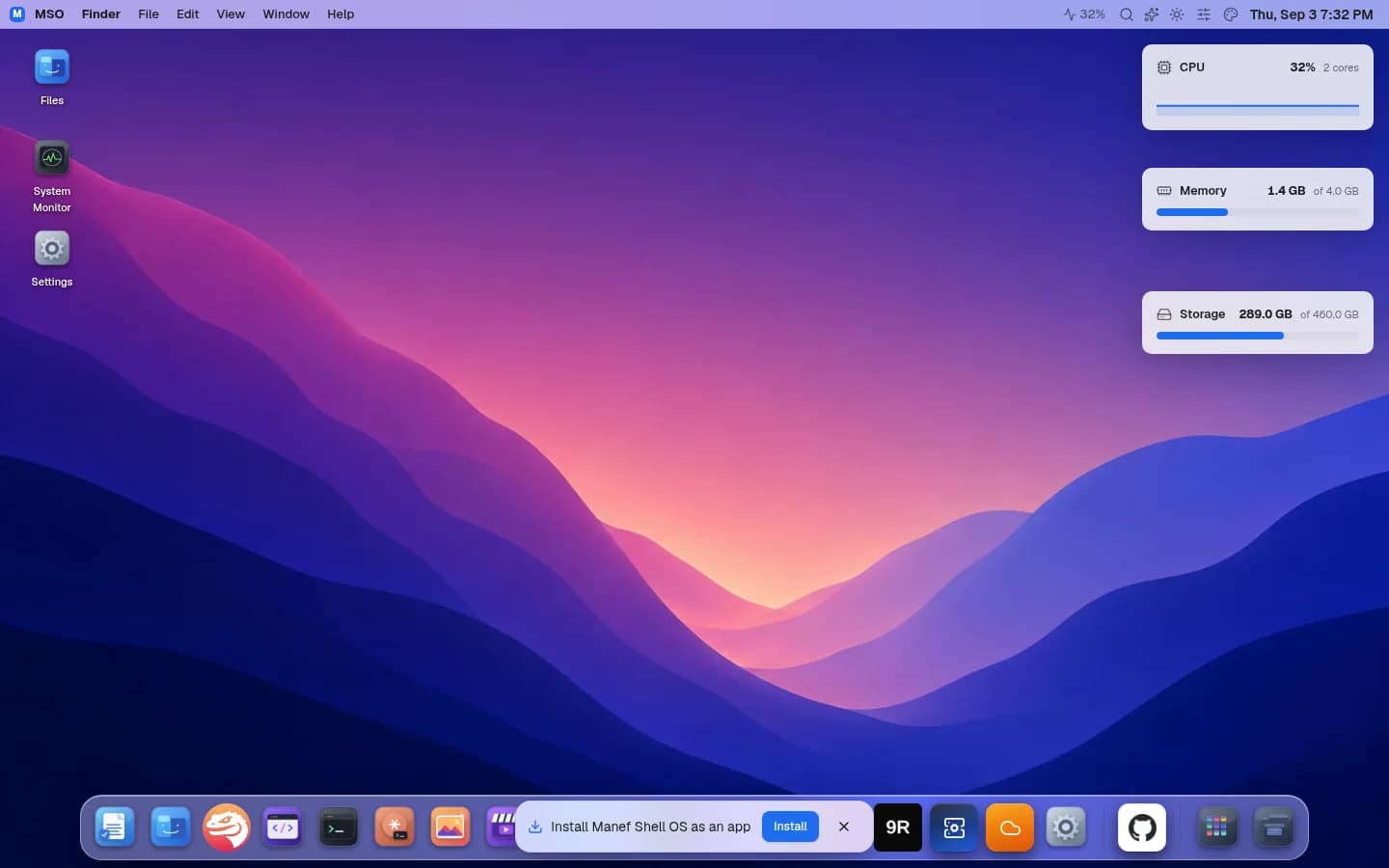 MSO workspace interface