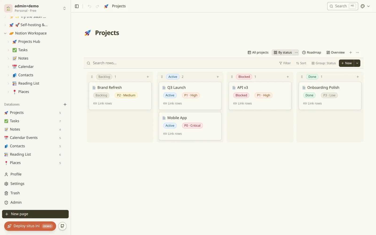 Open Silong board database view